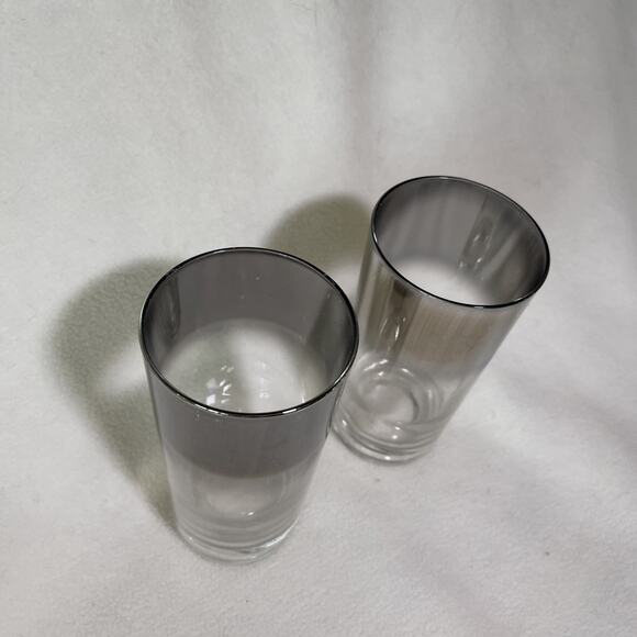 Dorothy Thorpe MCM Silver Fade Glasses, Highball Mercury Ombre Set of 2 - Picture 2 of 5